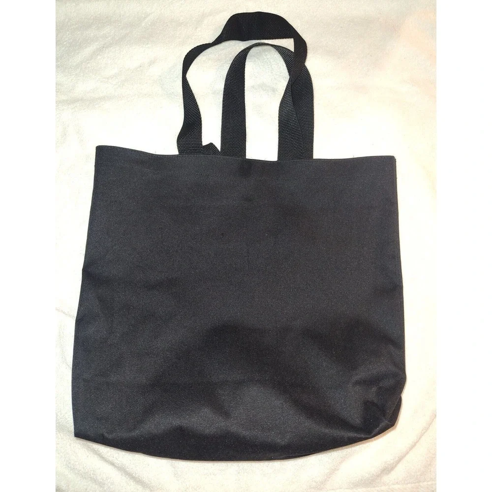 Victoria's‎ Secret Bag Black Canvas Embroidered Tote Shopping Book Travel